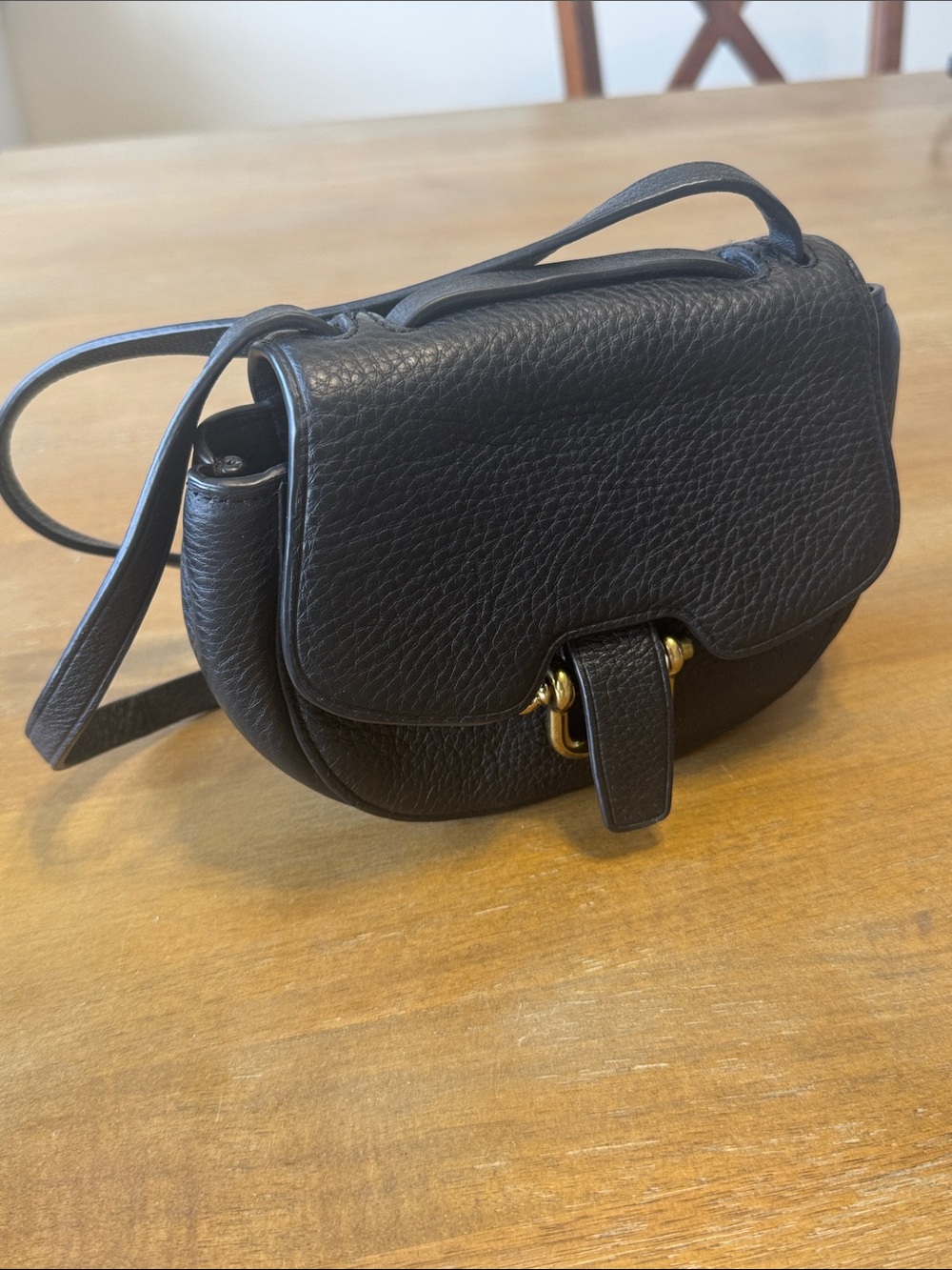 Jcrew Black Leather Crossbody Saddle Bag